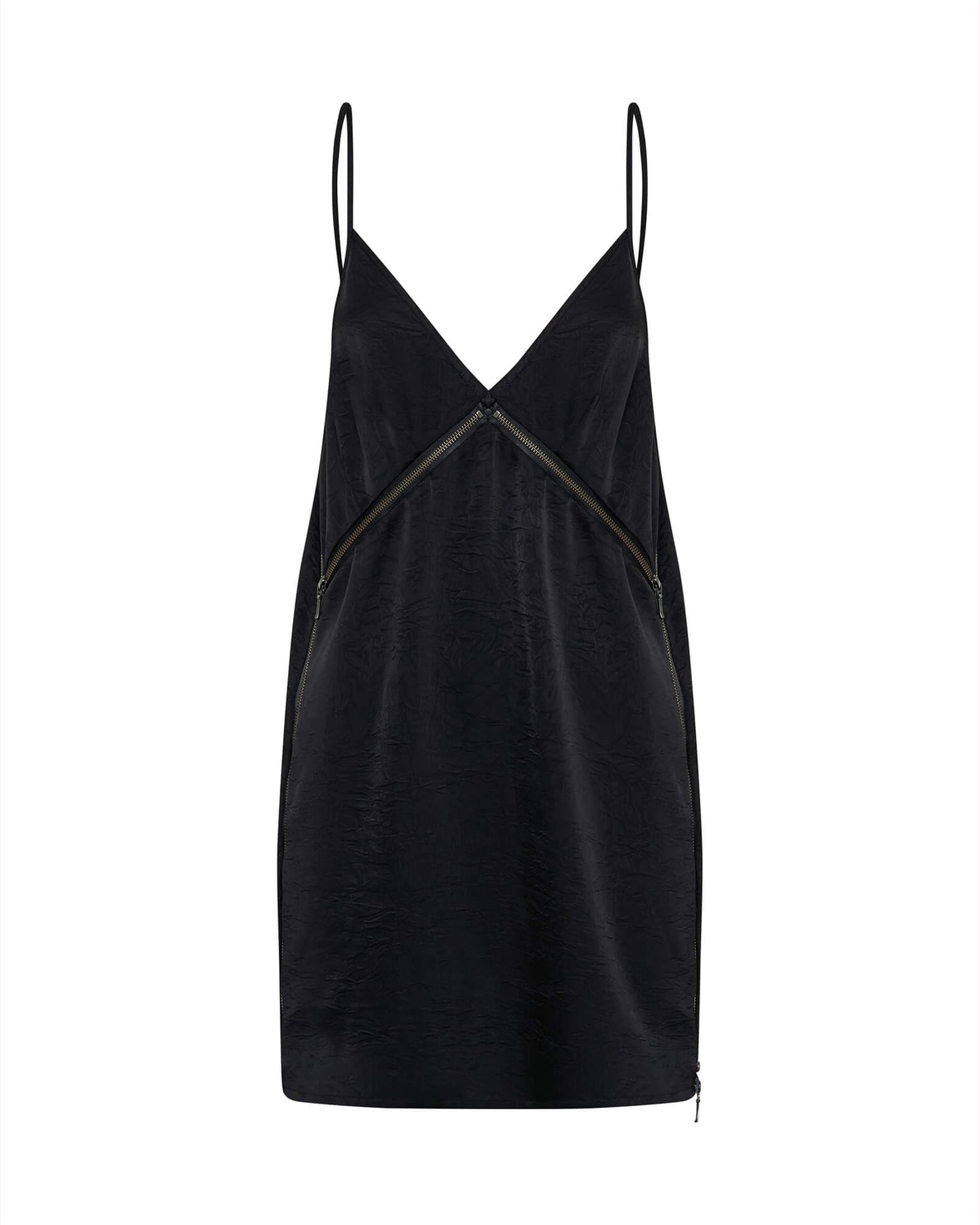 Women's Dresses Courtney Zipped Up Satin Slip Mini Dress - Black
