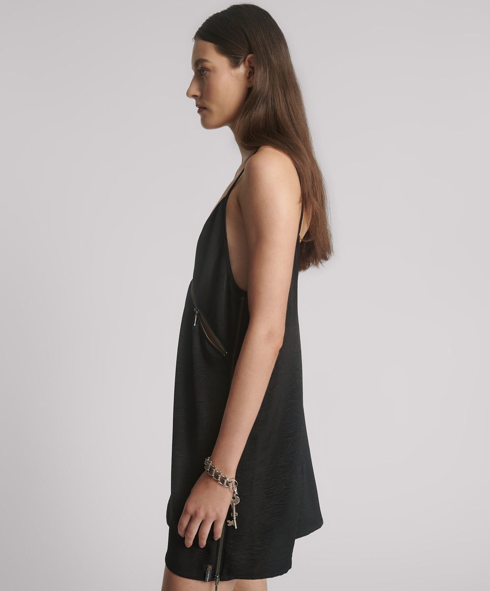 Women's Dresses Courtney Zipped Up Satin Slip Mini Dress - Black