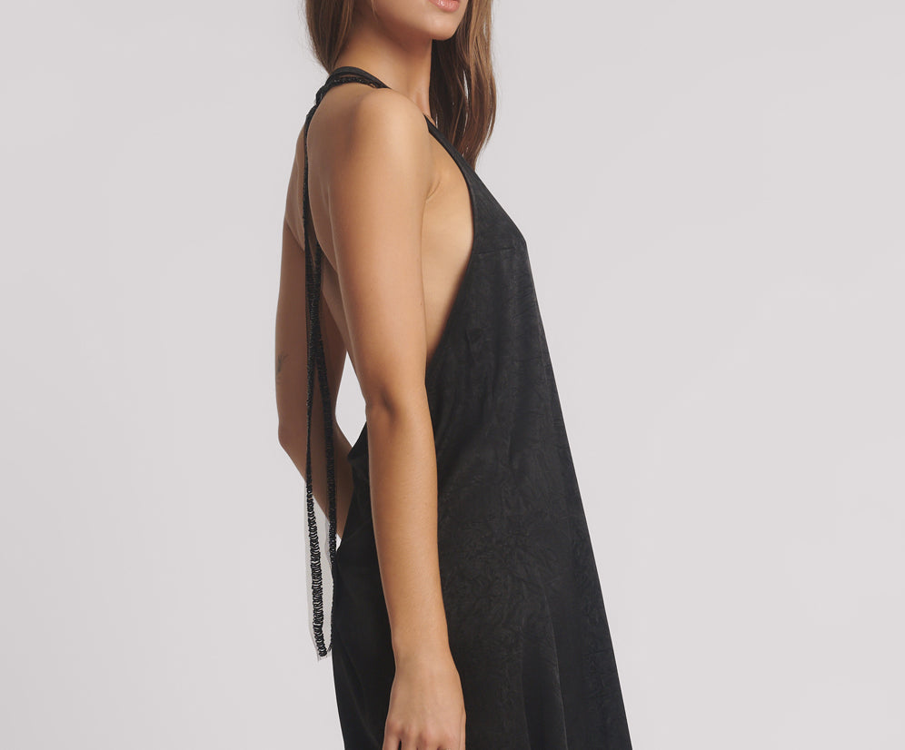 Roxie Embellished Backless Slip Mini Dress - Black | One Teaspoon USA Roxie Embellished Backless Slip Mini Dress - Black | One Teaspoon USA