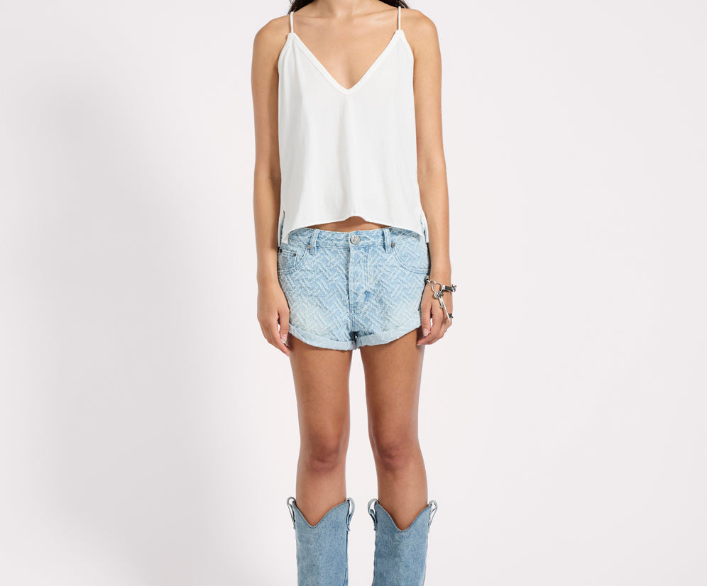 Deep V Front Singlet - White