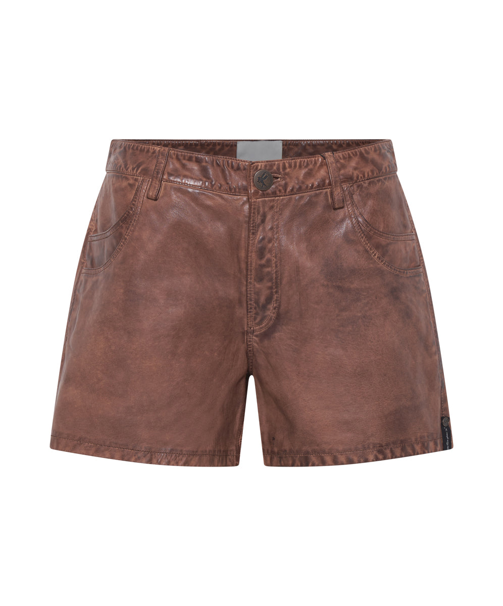Products VINTAGE BROWN LEATHER SHORTS
