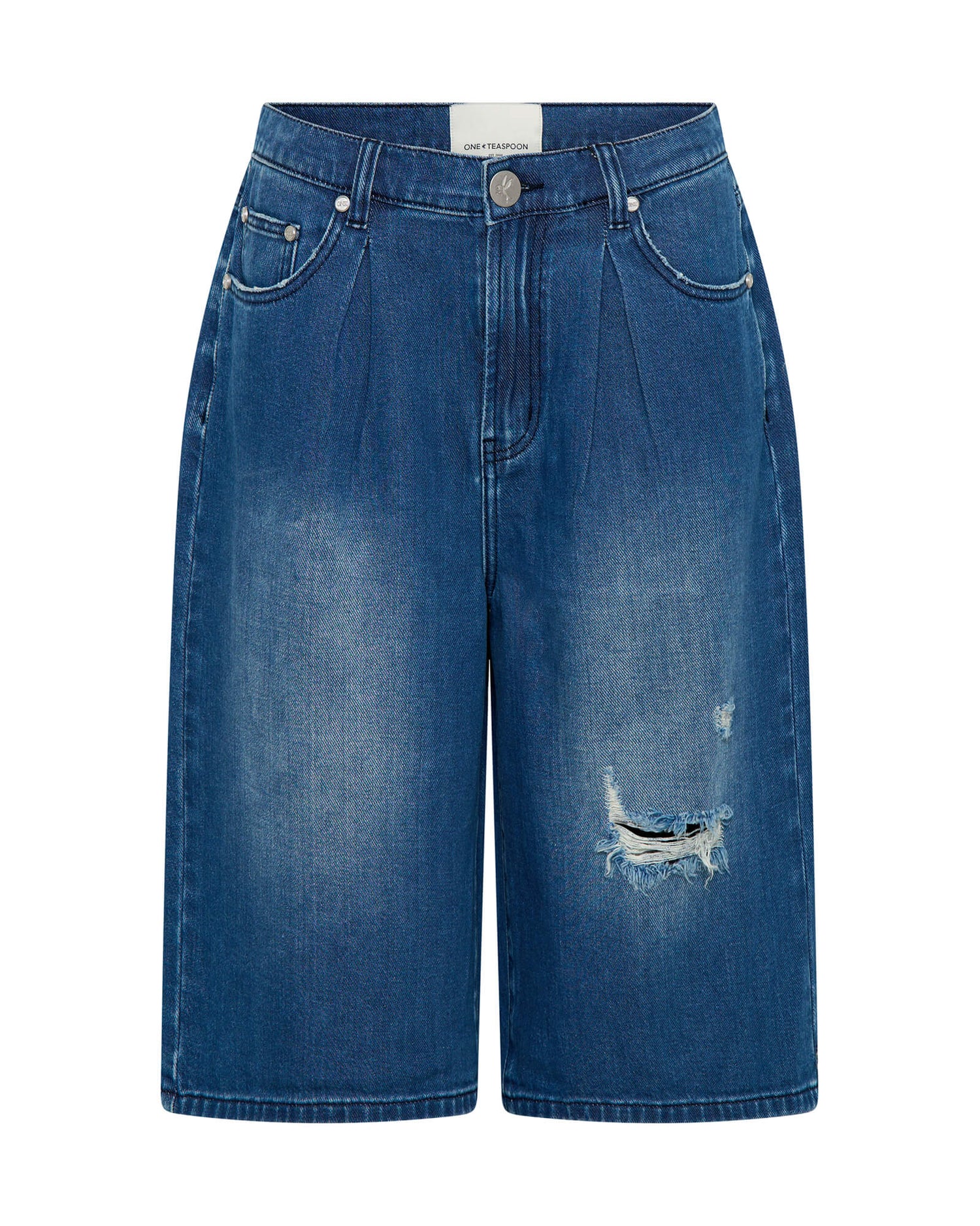 Beastie Low Waist Wide Leg Denim Shorts - Rosewood