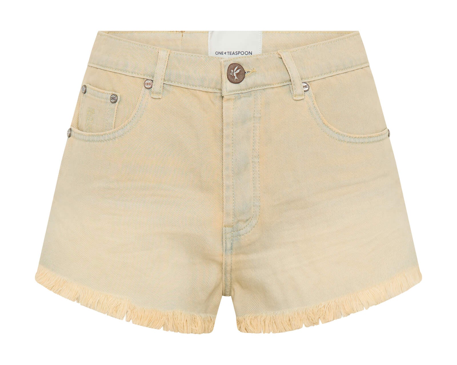 Outlaws Low Waist Mid Length Denim Shorts - Sunkissed Cream