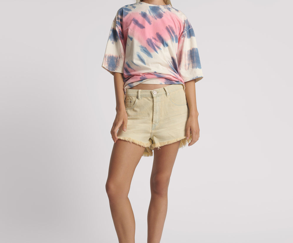 Outlaws Low Waist Mid Length Denim Shorts - Sunkissed Cream