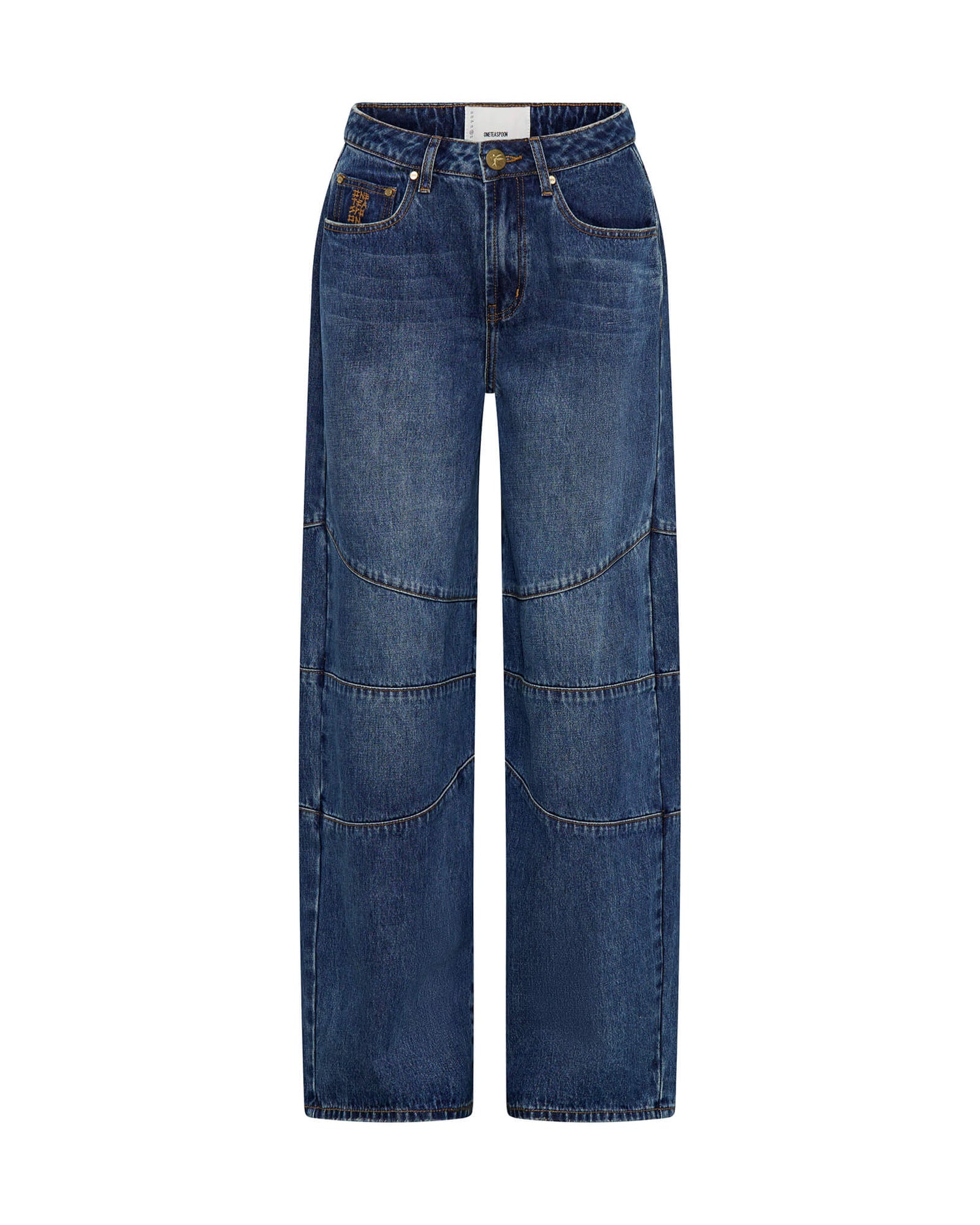 Women's Barrel Jeans Barrel Mid Waist Wide Leg Denim Jeans - Dirty Blue Love