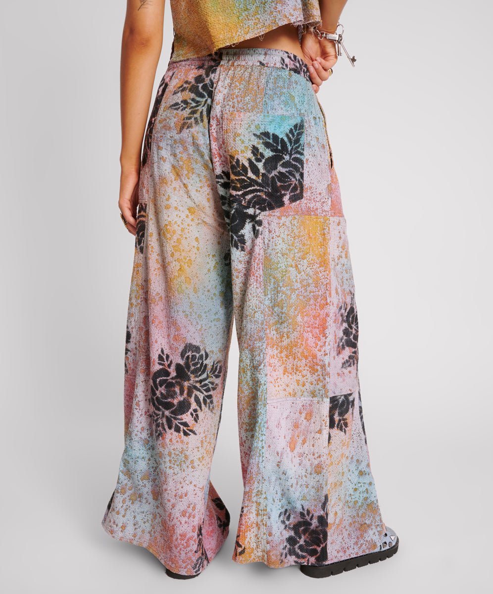 Products ROSE TATTOO HAND PAINTED FLORAL PALAZZO PANTS