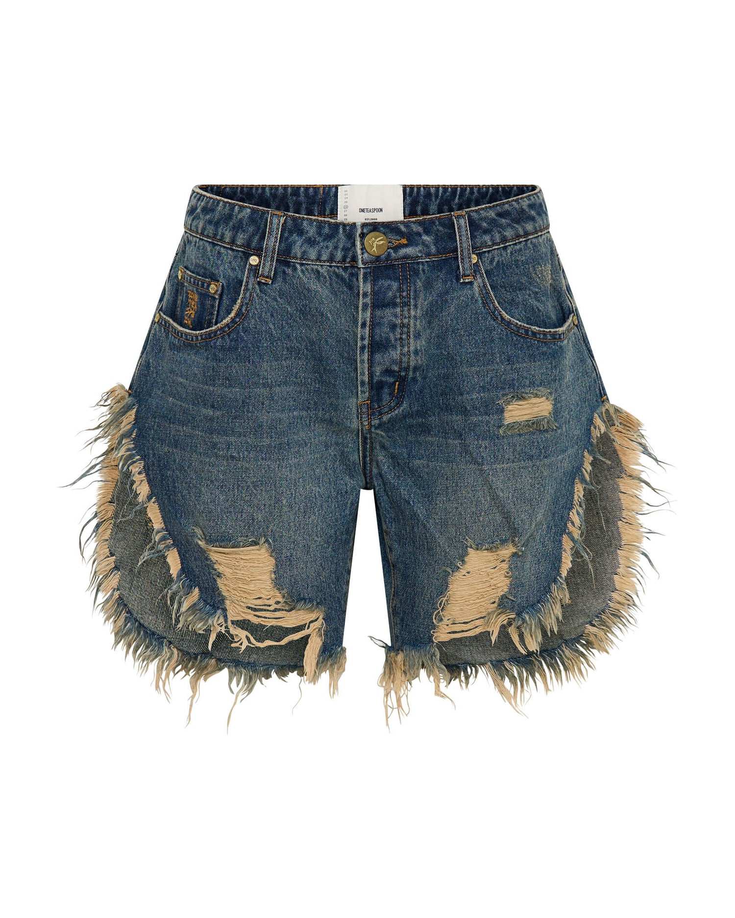 Outlet Sale Women's Denim Frankies Low Waist Long Length Denim Shorts - Dirty Blue Love