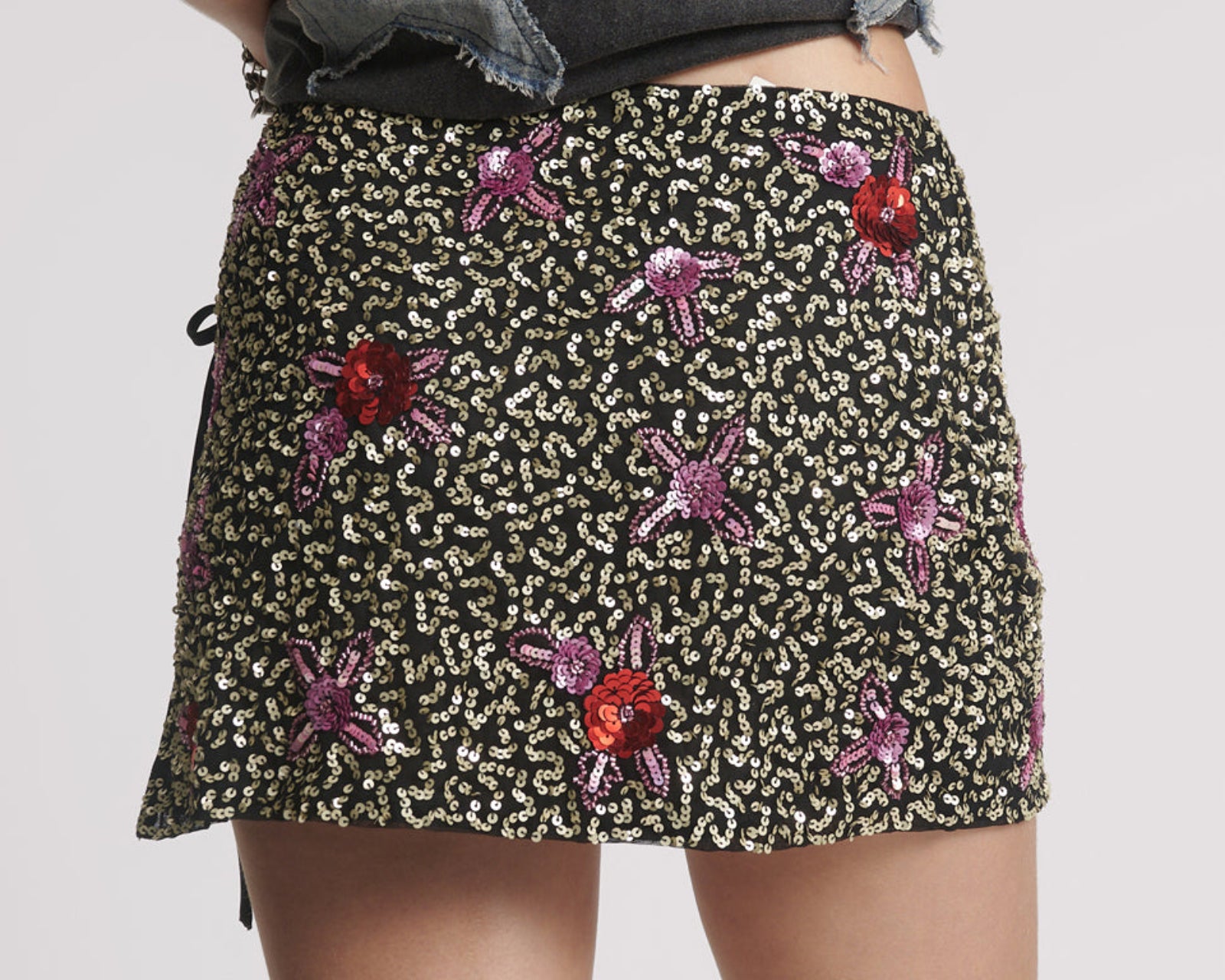 Pamela Hand Sequin Mini Skirt - Silver
