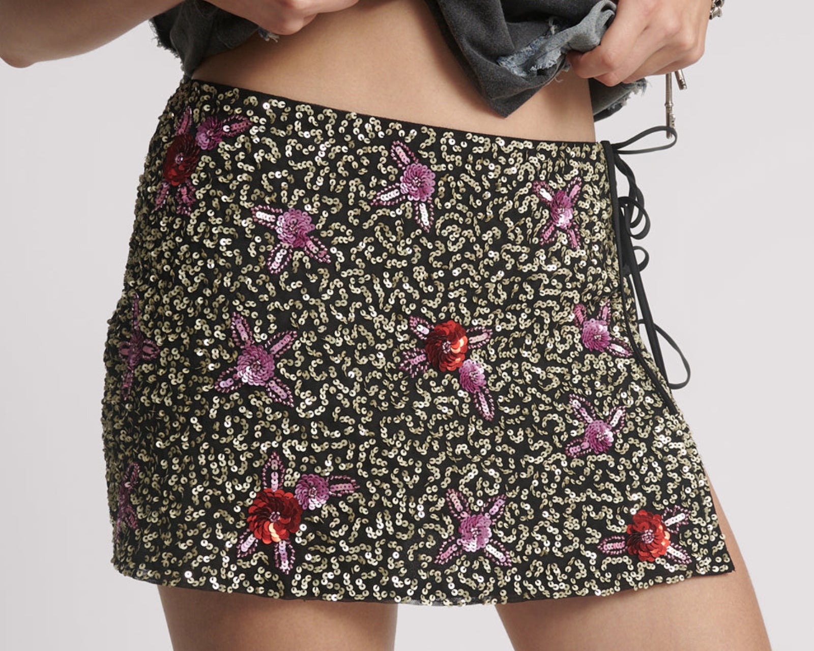 Pamela Hand Sequin Mini Skirt - Silver