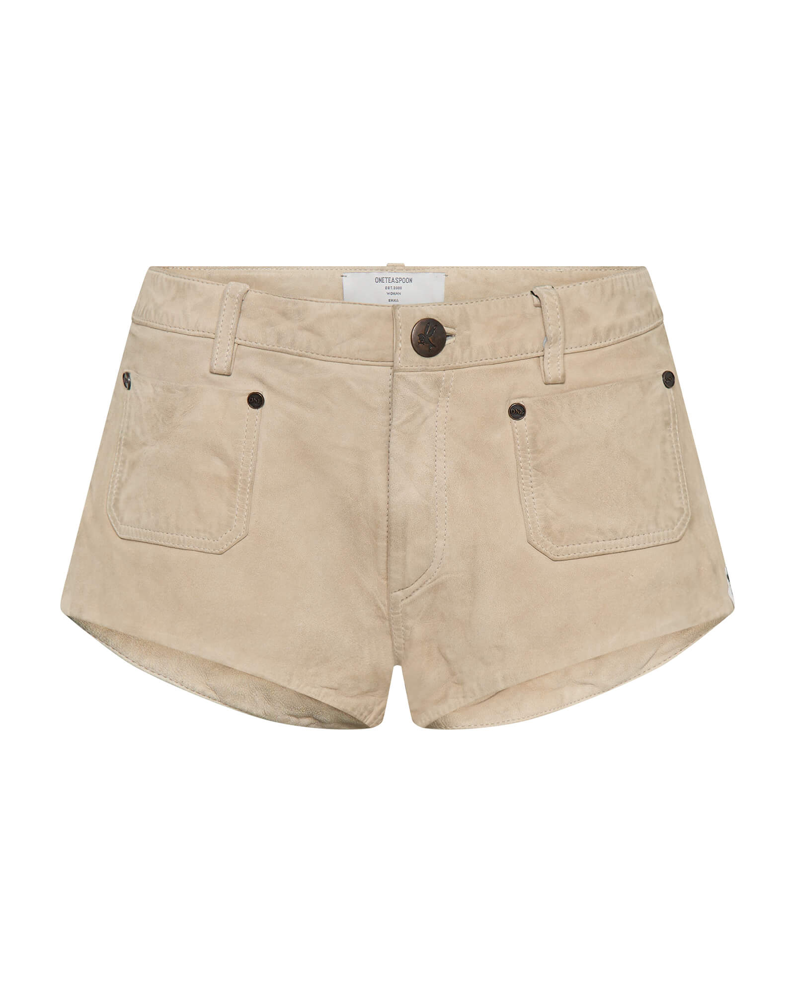 Retro Micro Leather Shorts Vintage Cream One Teaspoon USA
