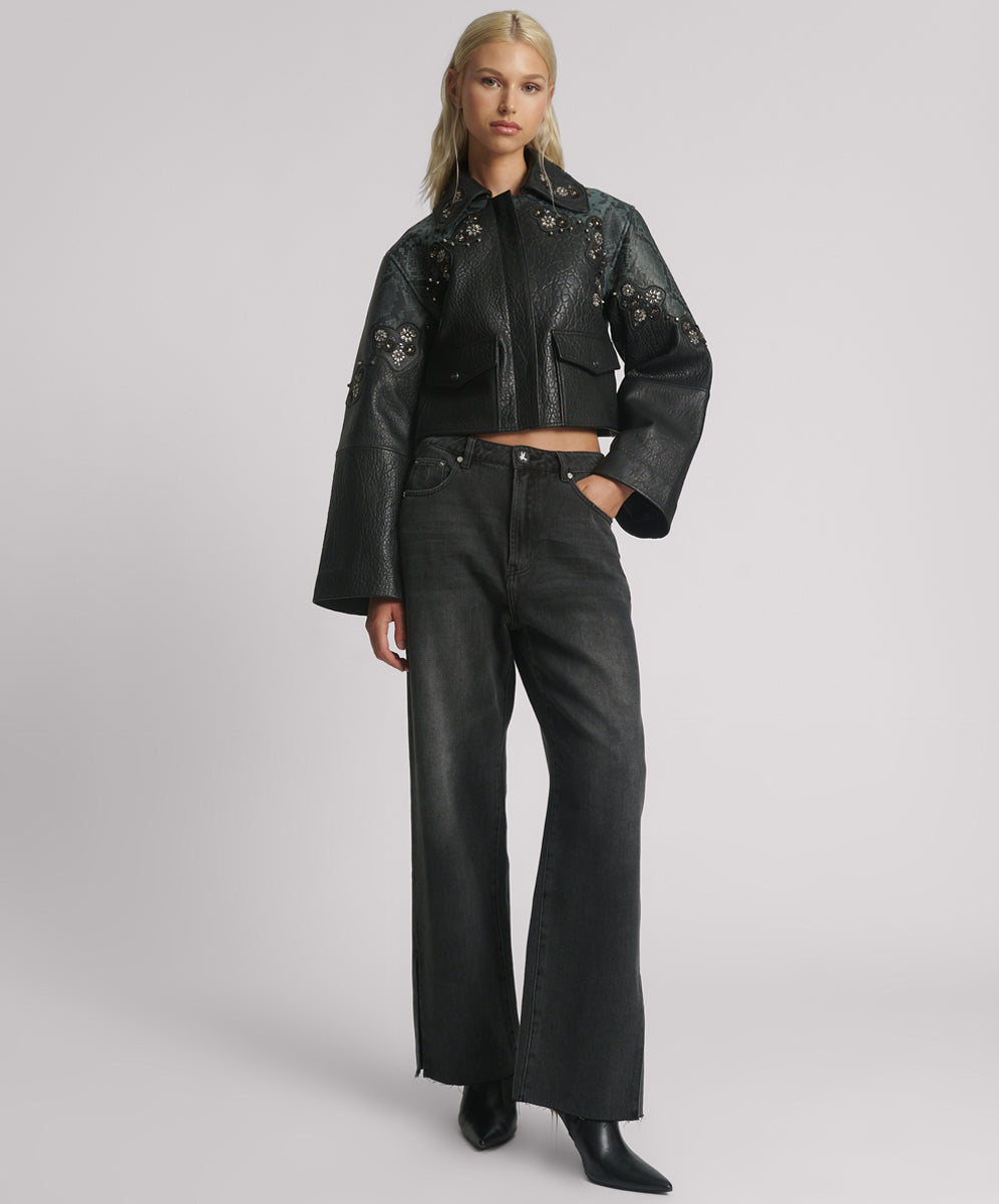 Matador Leather Cropped Jacket - Black | One Teaspoon USA