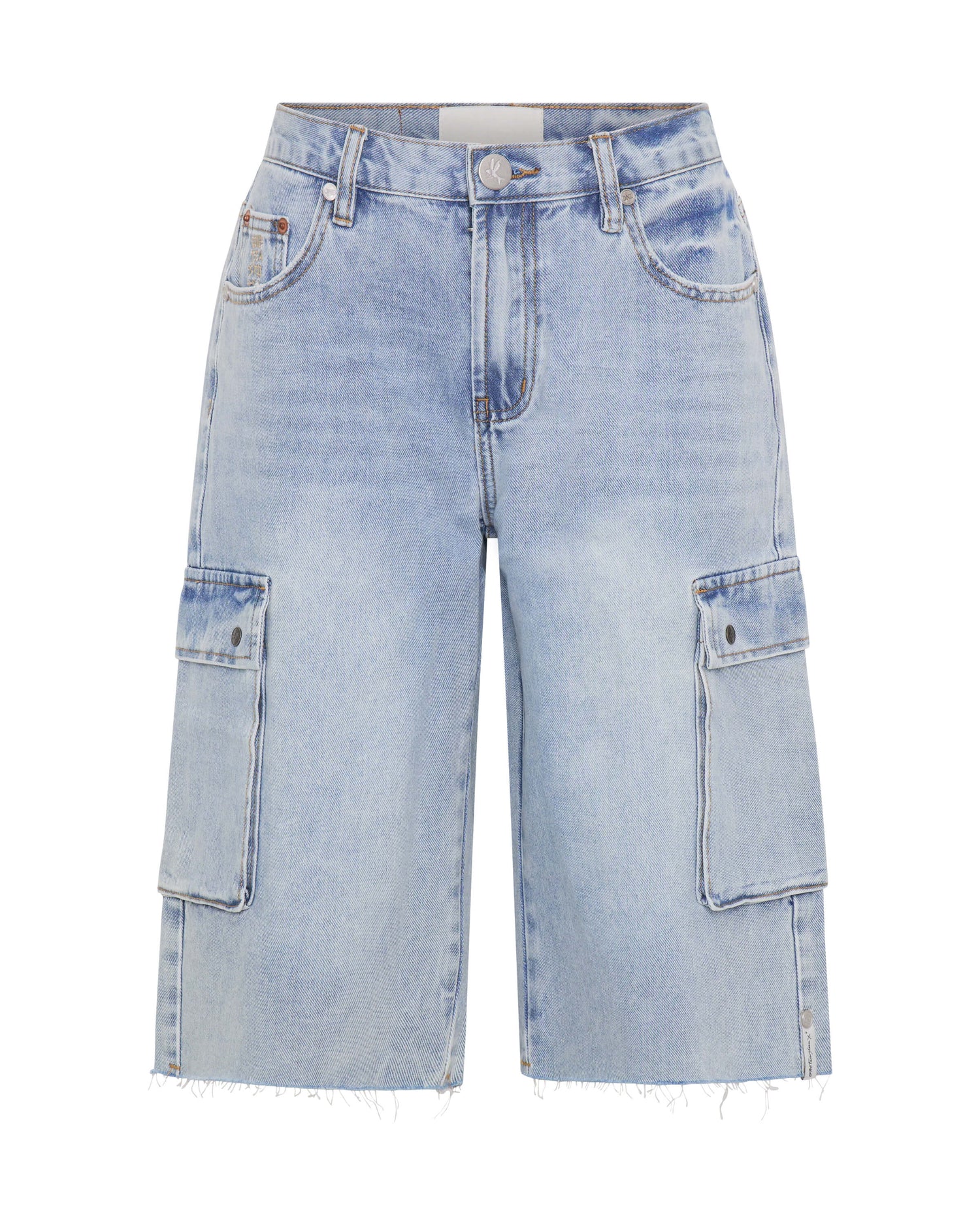Women's Denim Skater Girl Low Waist Super Long Leg Shorts - Soft Blue