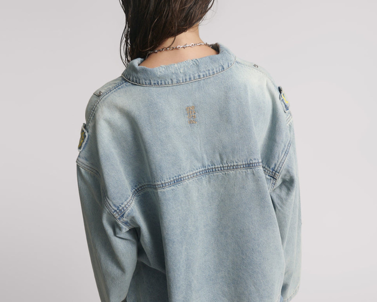 Retro Pullover Denim Shirt - Soft Blue
