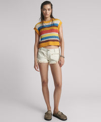 Retro Dukes Low Waist Mini Denim Shorts - Blue Heart