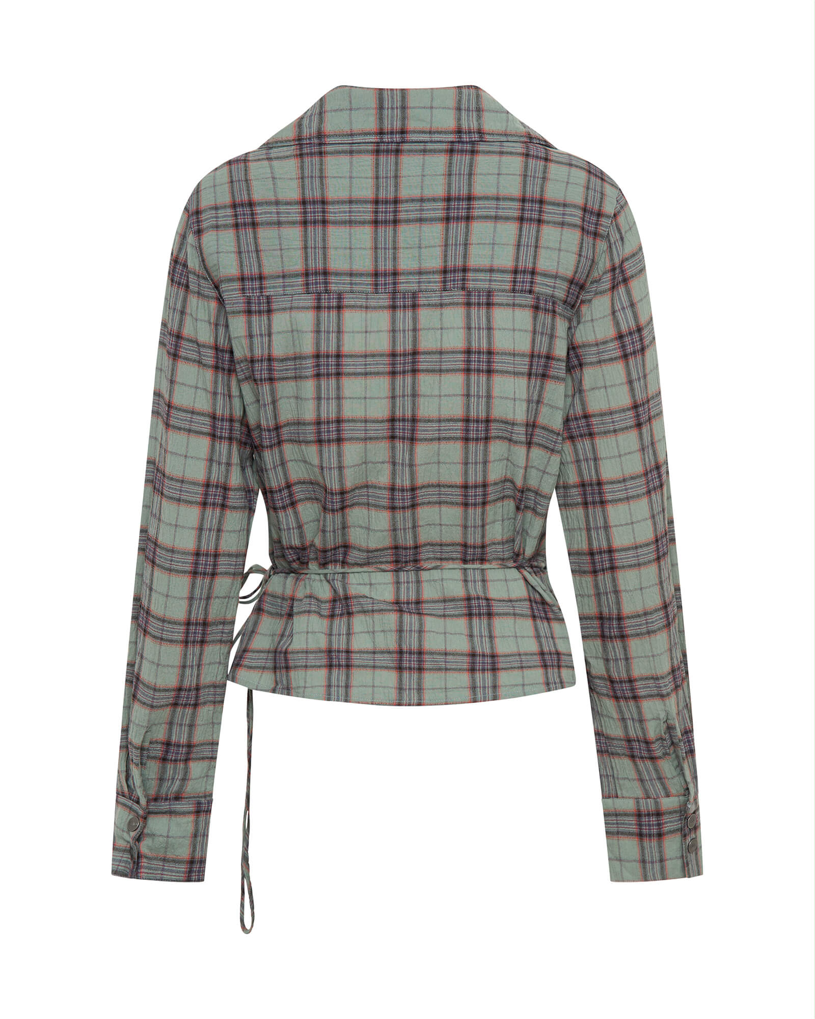 Get Checked Wrap Shirt - Sage | One Teaspoon USA