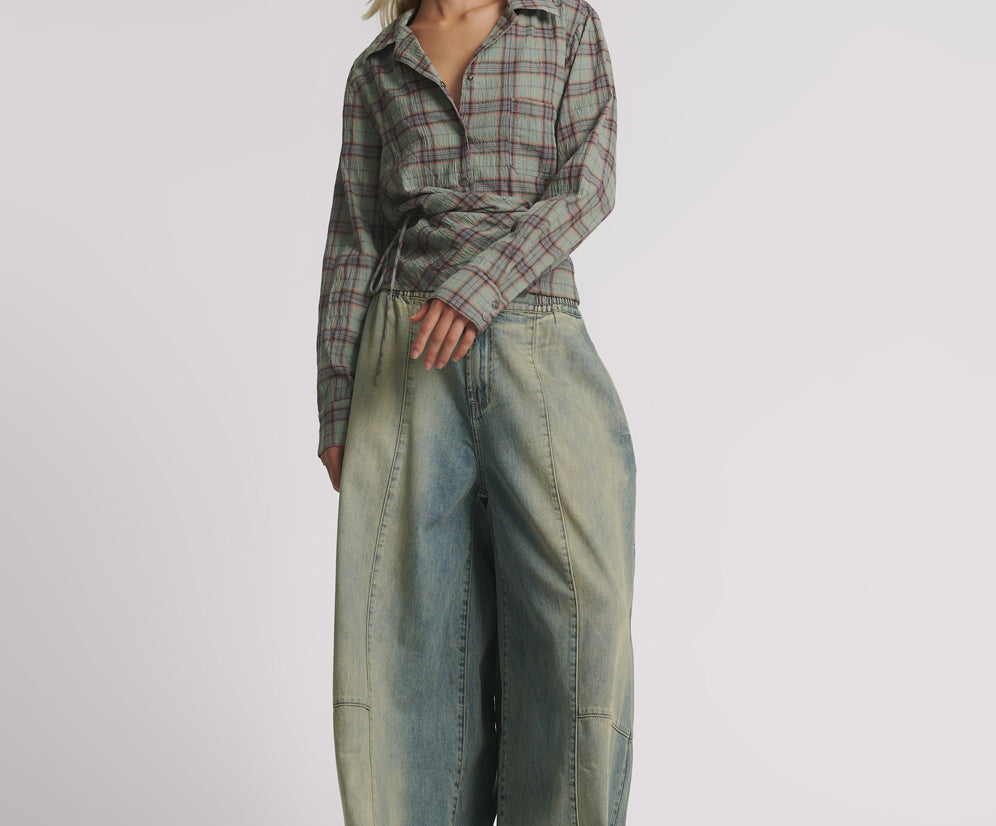 Get Checked Wrap Shirt - Sage