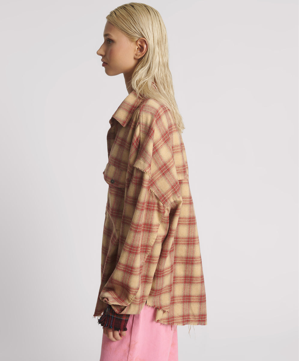 Products Joshua Oversized Flannel Western Shirt - Burnt Sand