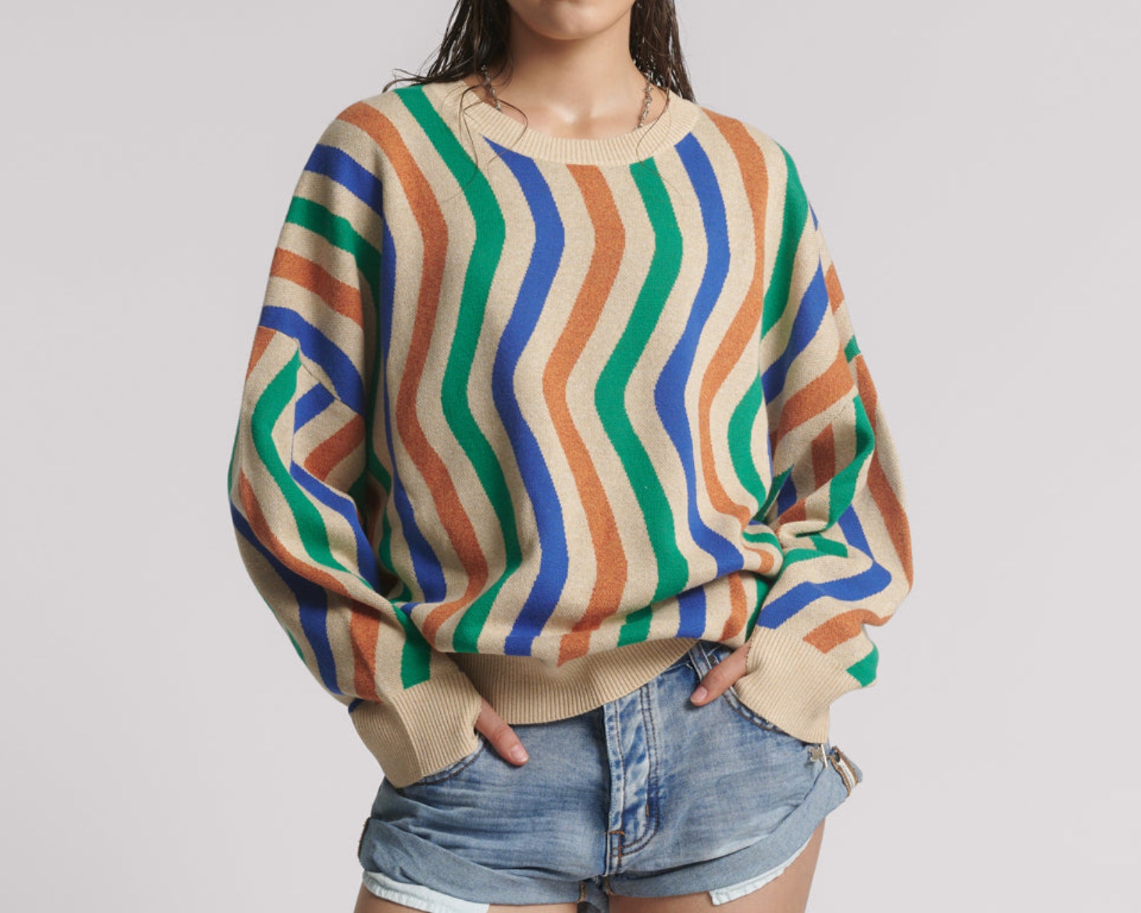 Acid Trip Knitted Wool Sweater - Striped Cream