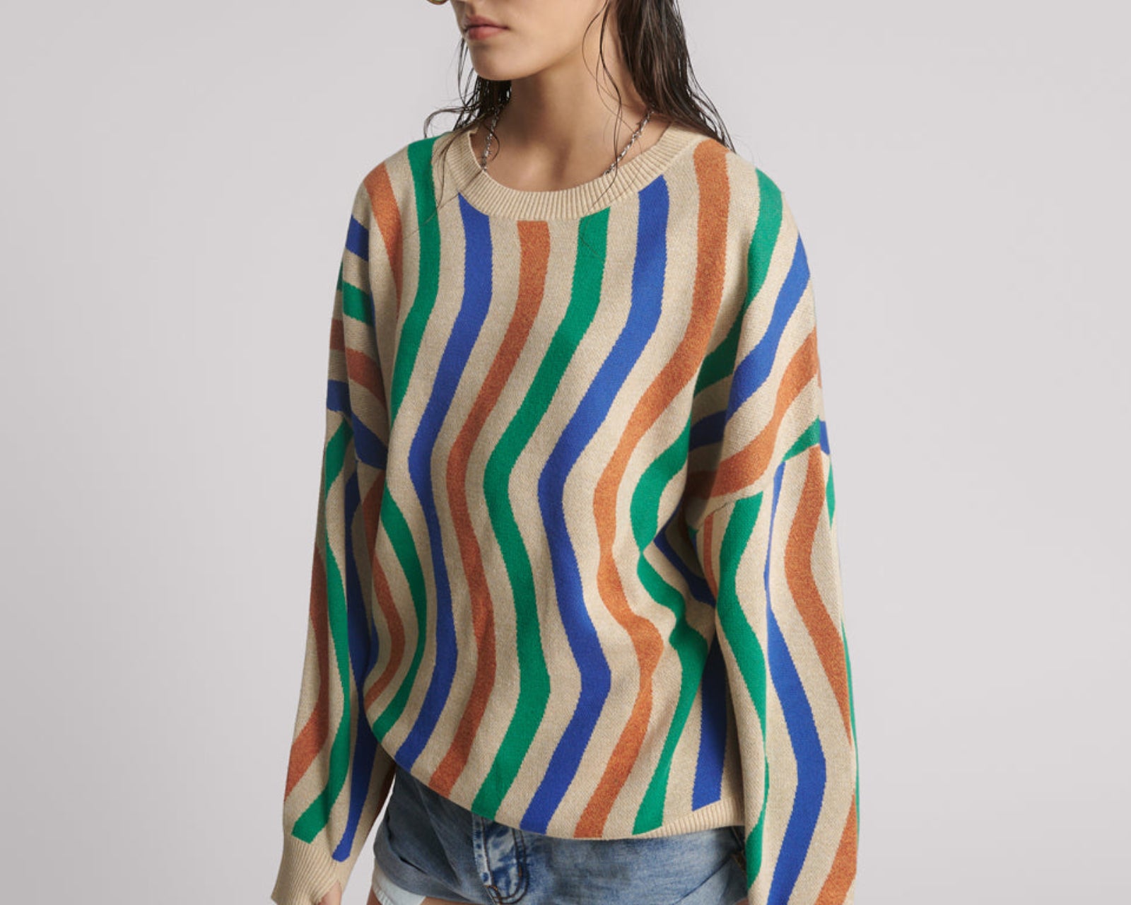 Acid Trip Knitted Wool Sweater - Striped Cream