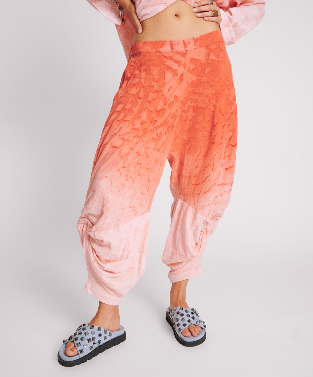 Products Hand Painted Sunset Muslin Gypsy Pants - Coral