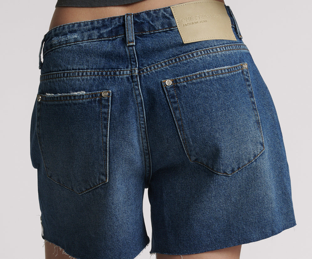Shakers Low Waist Super Relaxed Denim Shorts - Blue Thunder