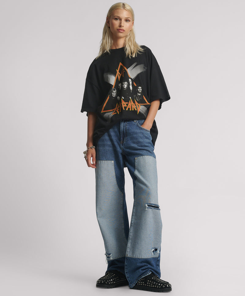 Jackson Mid Waist Wide Leg Ripped Denim Jeans - Blue Thunder