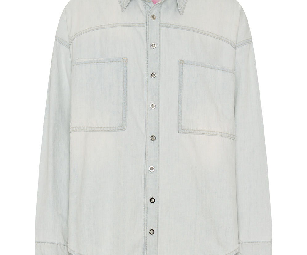 Daria Hand-Sprayed Denim Shacket - Bel Air Blue