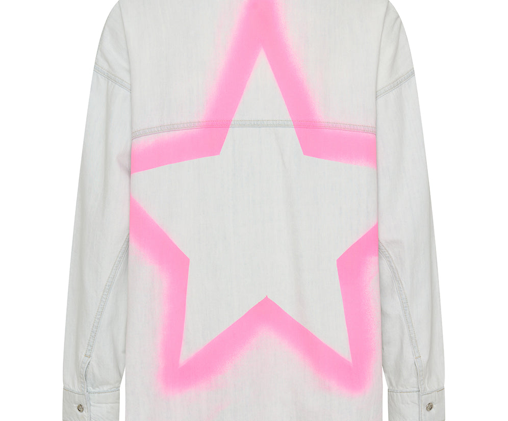Daria Hand-Sprayed Denim Shacket - Bel Air Blue