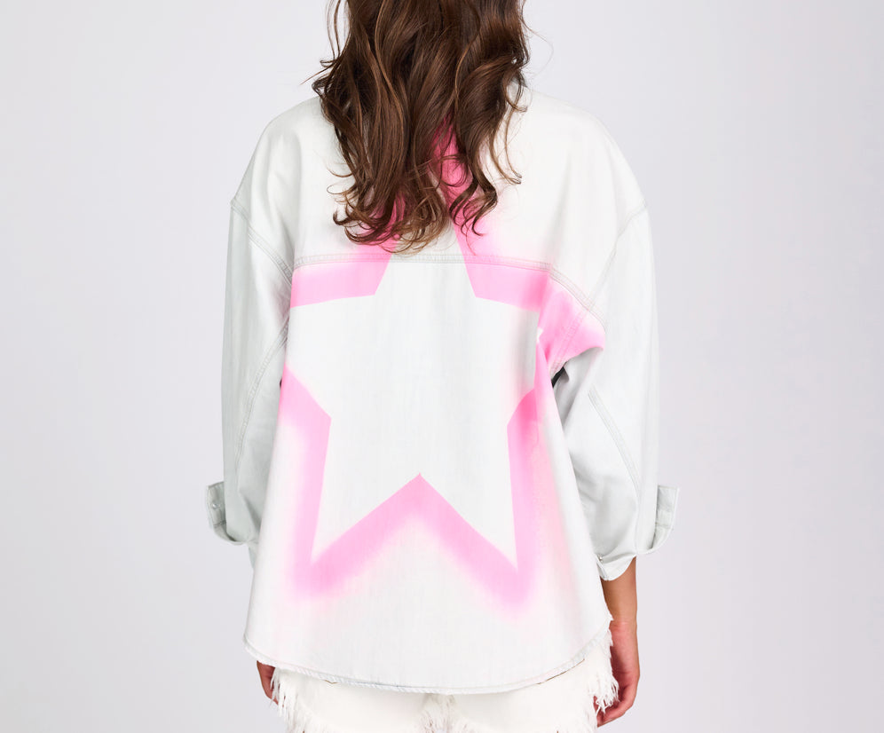Daria Hand-Sprayed Denim Shacket - Bel Air Blue