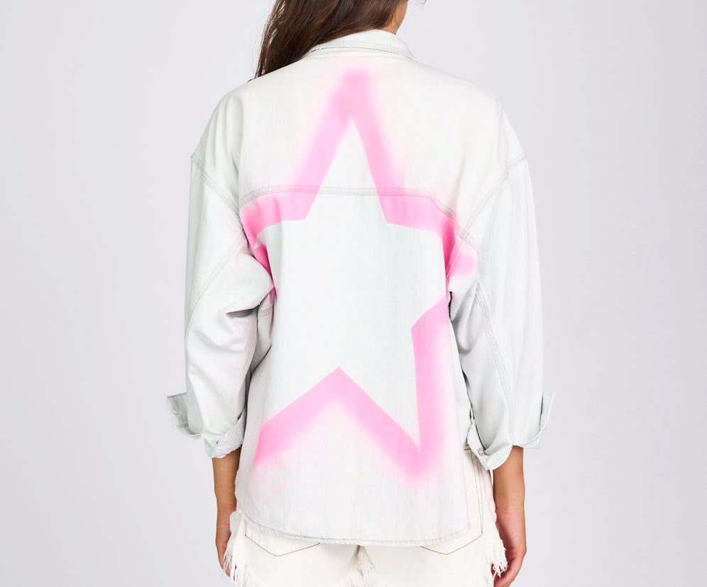 Daria Hand-Sprayed Denim Shacket - Bel Air Blue