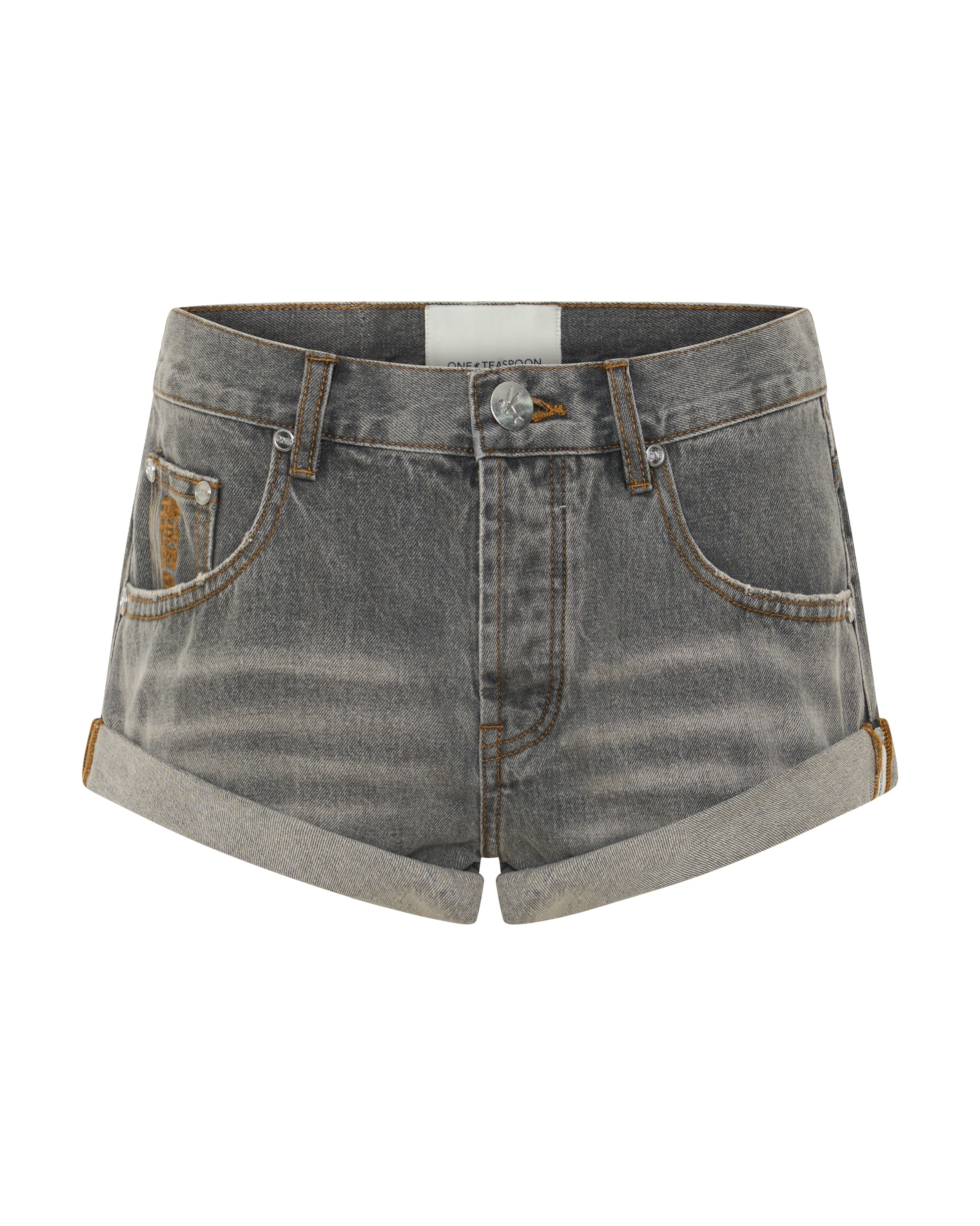 Bandits Low Waist Denim Shorts - Charcoal Black | One Teaspoon USA