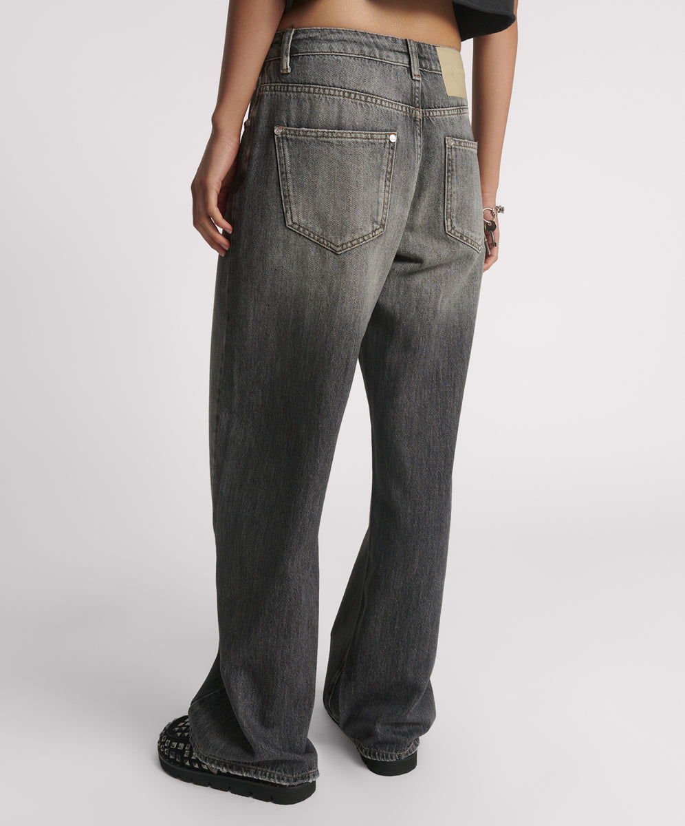 ワンティースプーン　BARREL MID WAIST DENIM JEAN Barrel Mid Waist Wide Leg Denim Jeans - Dirty Blue Love