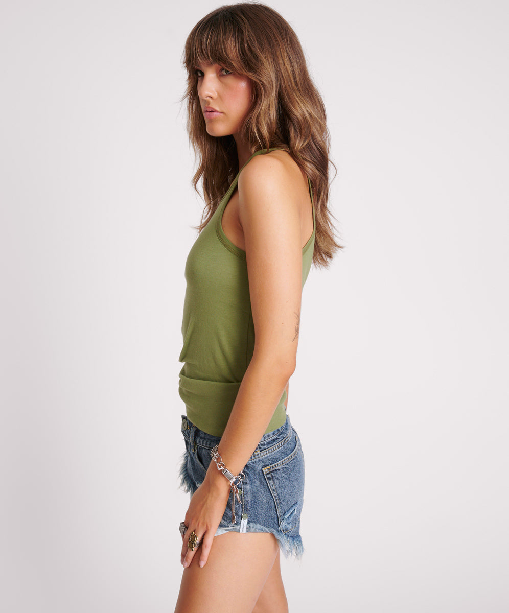 Products One Teaspoon Fine Ribbed Singlet - Army