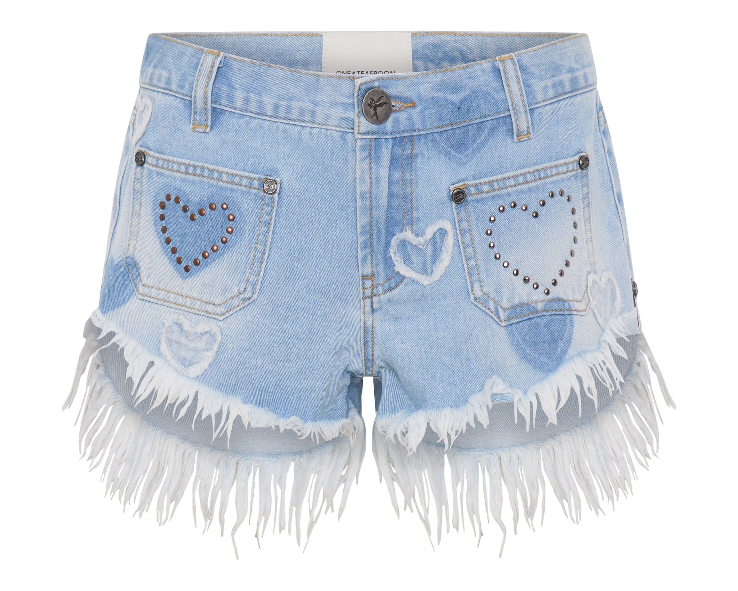 Retro Dukes Low Waist Mini Denim Shorts | Blue Heart Retro Dukes Low Waist Mini Denim Shorts | Blue Heart