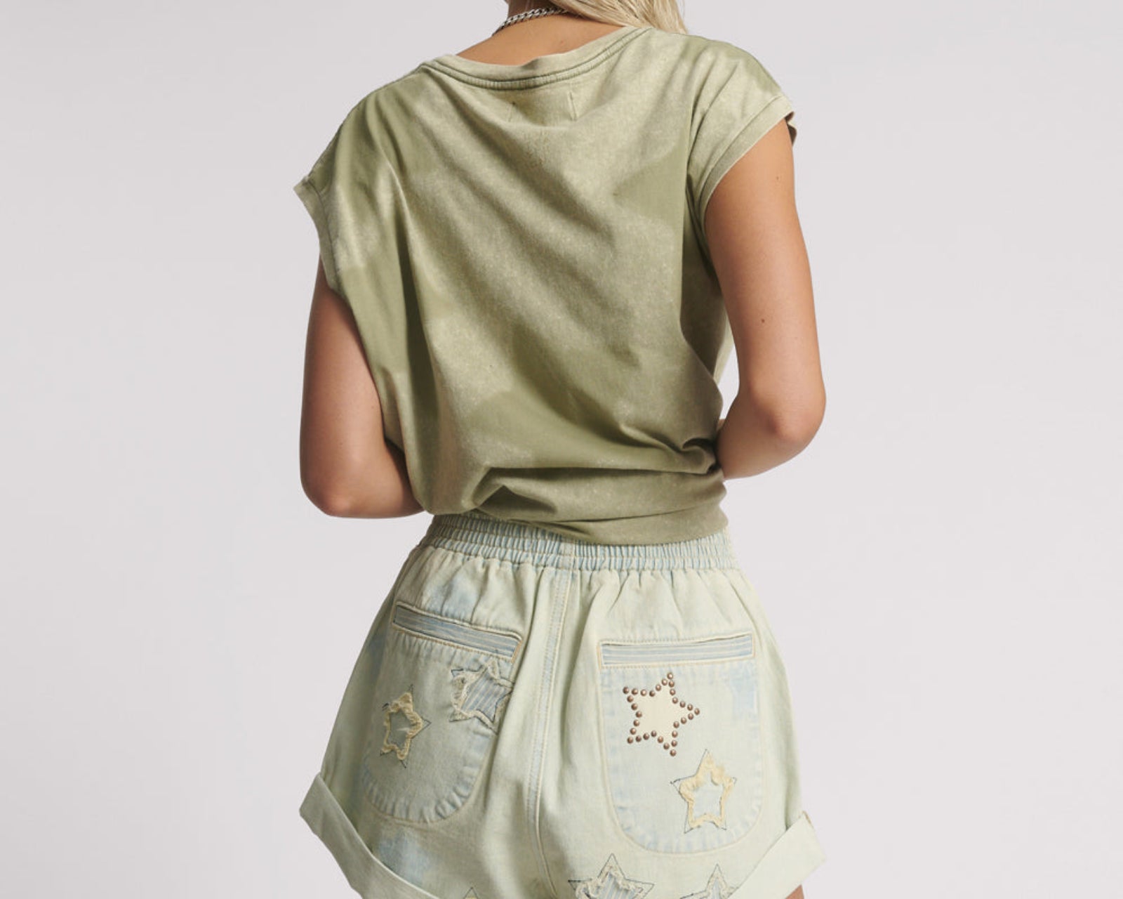 Hunters Elasticated Waist Boyfriend Denim Shorts - SUNDAE