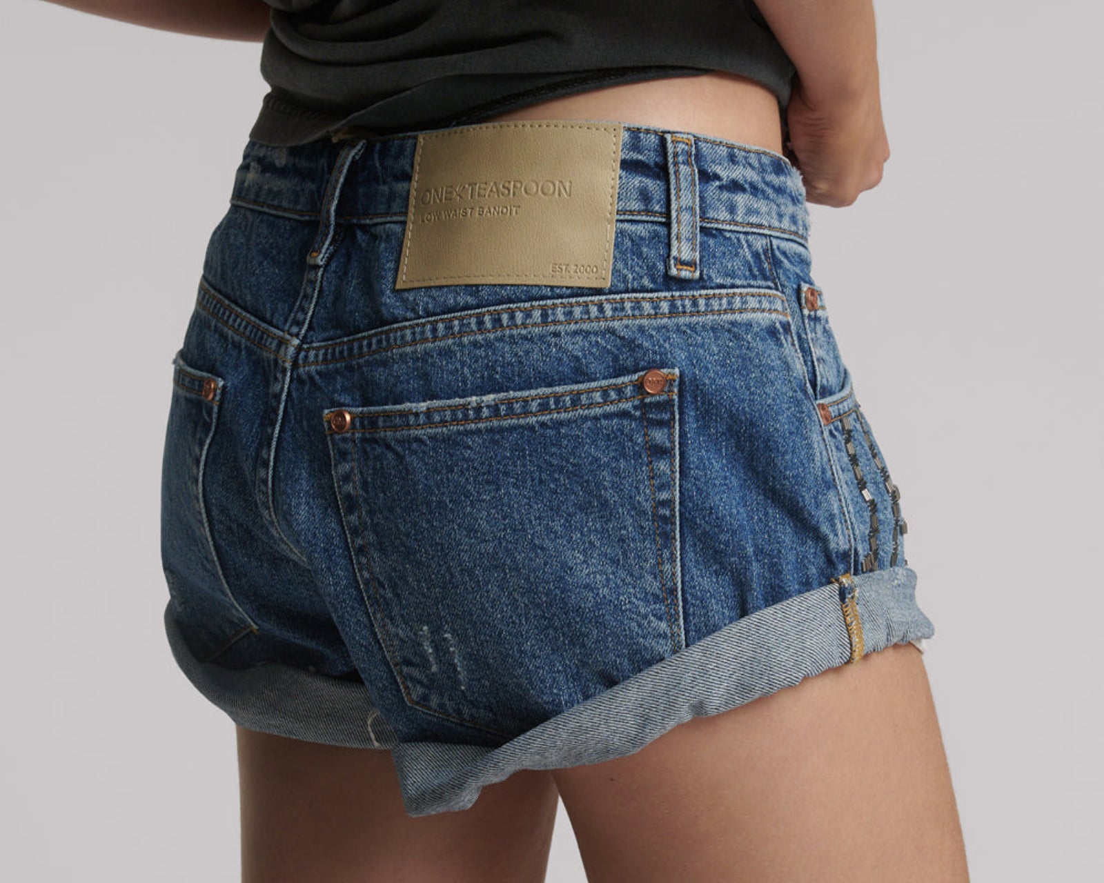 Bandits Low Waist Embellished Denim Shorts - Blue Thunder