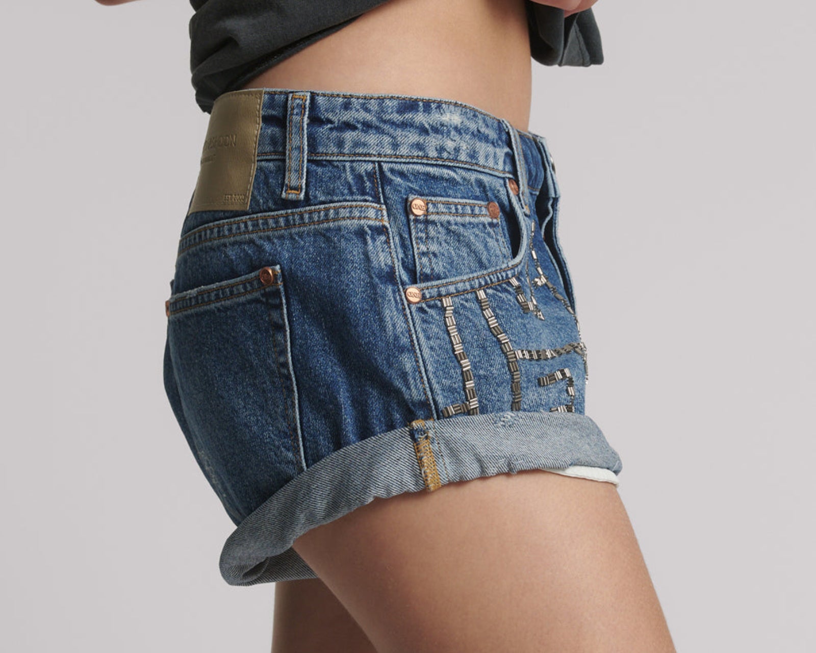 Bandits Low Waist Embellished Denim Shorts - Blue Thunder