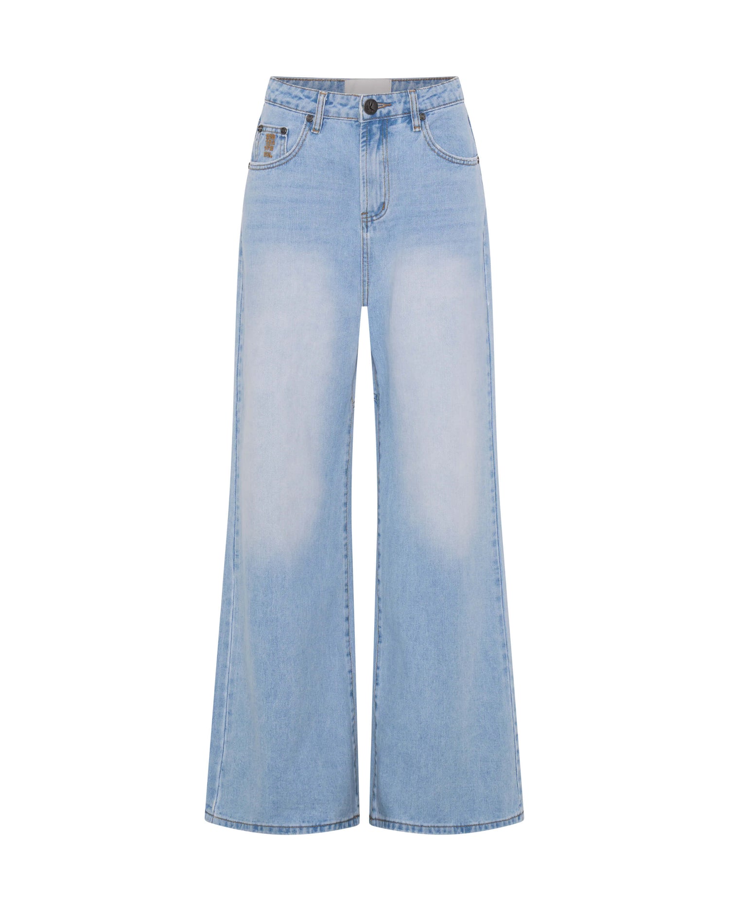 Products Love Machines Mid Waist Super Wide Leg Denim Jeans - Blue Heart