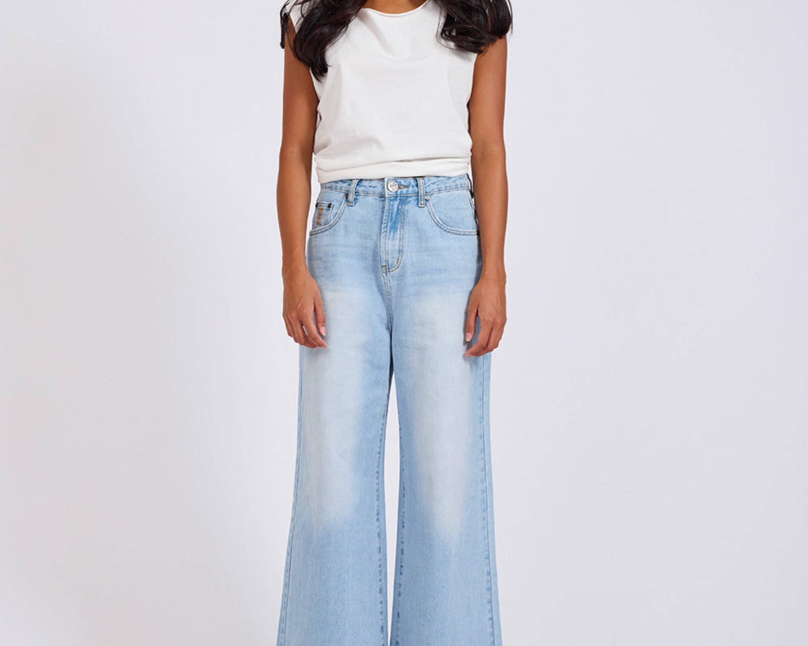 Love Machines Mid Waist Super Wide Leg Heartless Denim Jeans - Blue