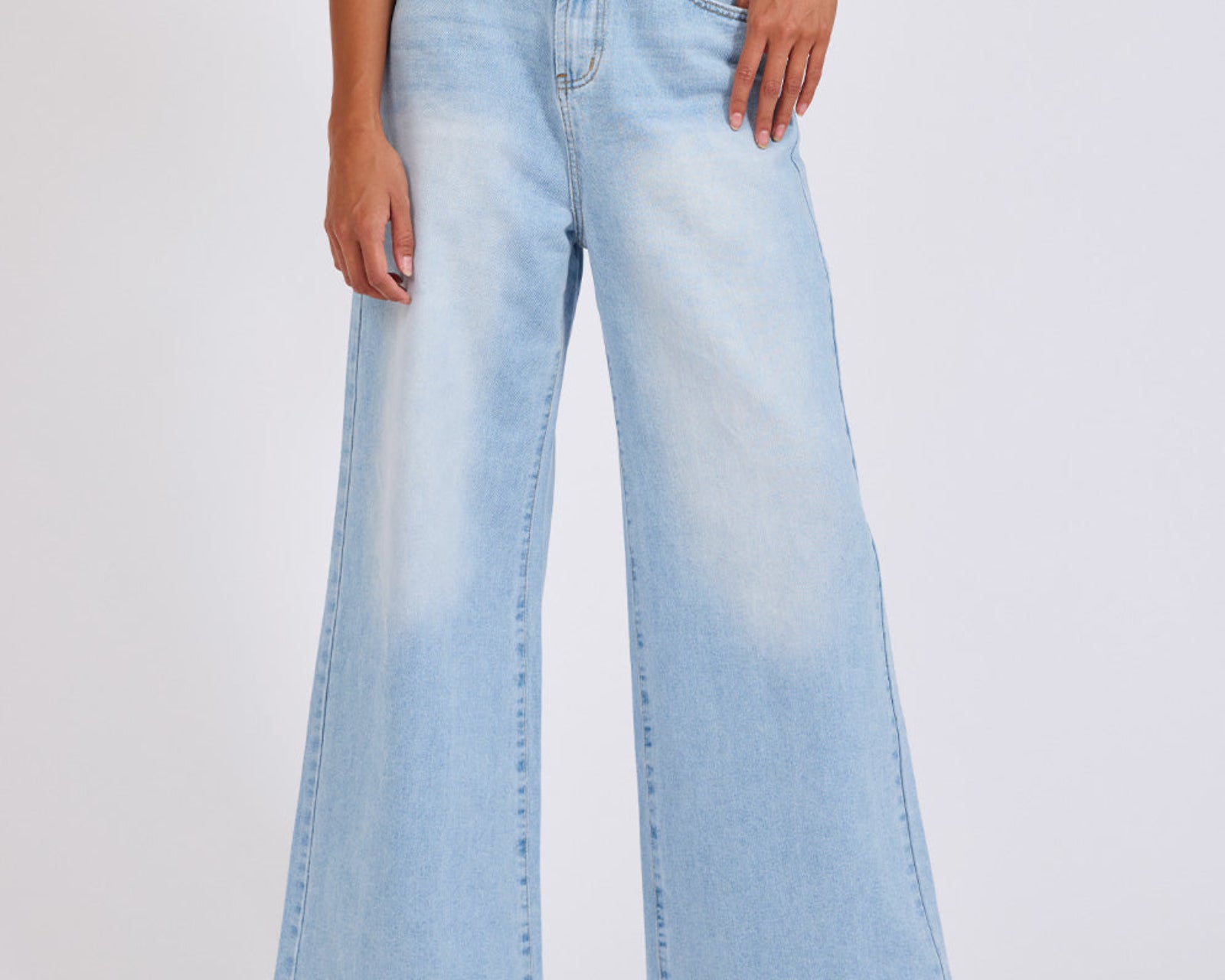 Love Machines Mid Waist Super Wide Leg Heartless Denim Jeans - Blue