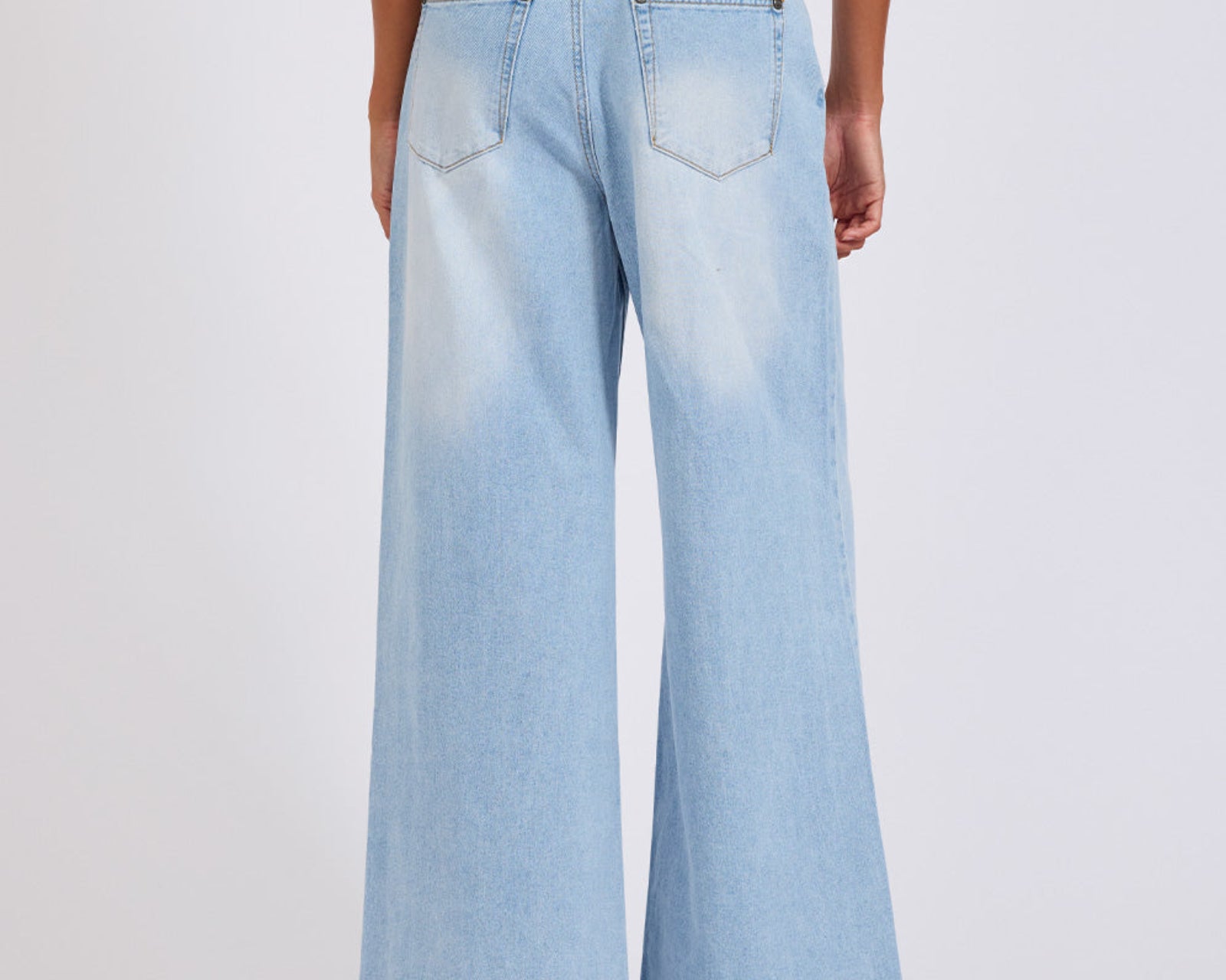 Love Machines Mid Waist Super Wide Leg Heartless Denim Jeans - Blue