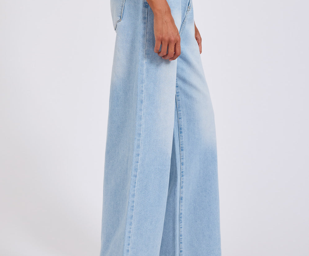 Love Machines Mid Waist Super Wide Leg Heartless Denim Jeans - Blue