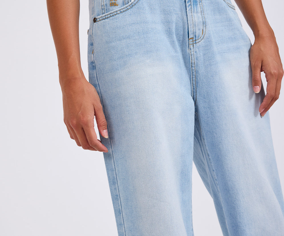Love Machines Mid Waist Super Wide Leg Heartless Denim Jeans - Blue