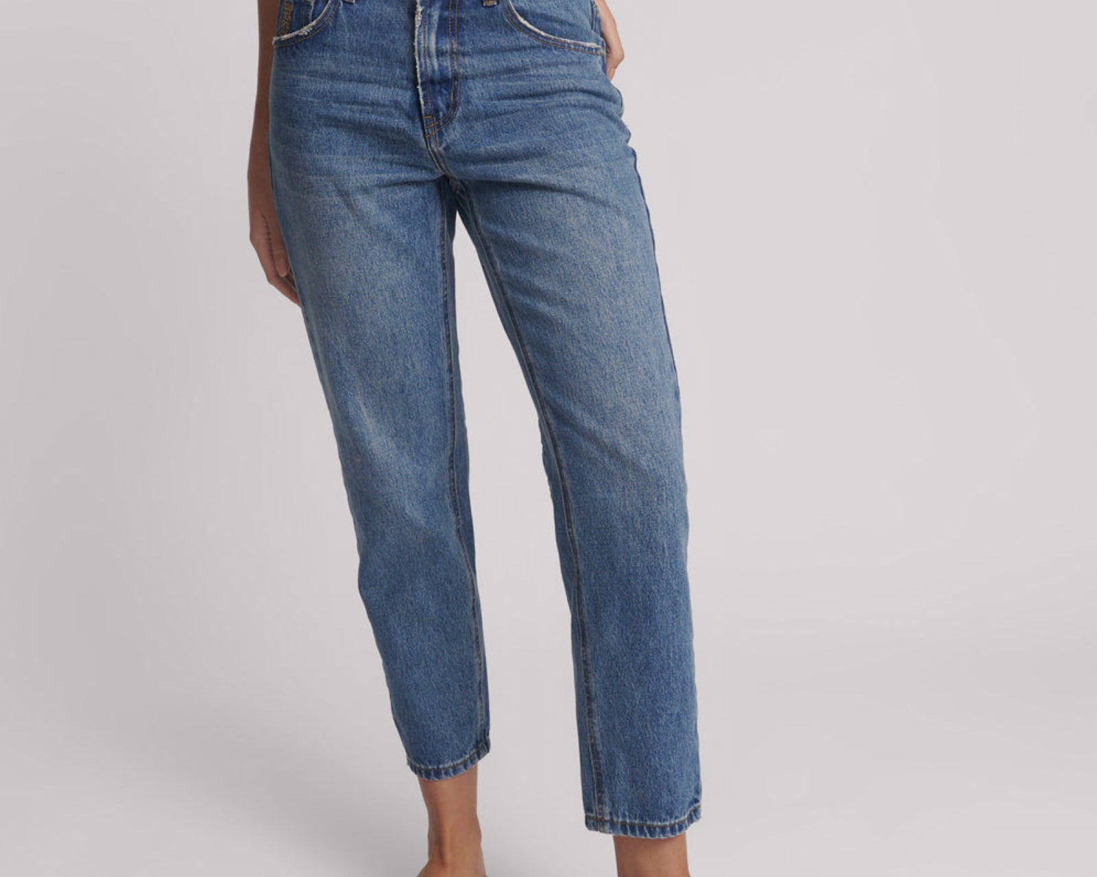 Slims High Waist Cropped Straight Slim Fit Denim Jeans - Blue Love