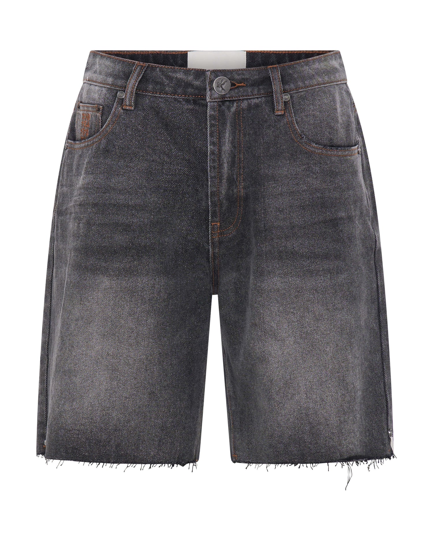 Jackson Shorts Jacksons Mid Waist Wide Leg Denim Shorts - Worn Black