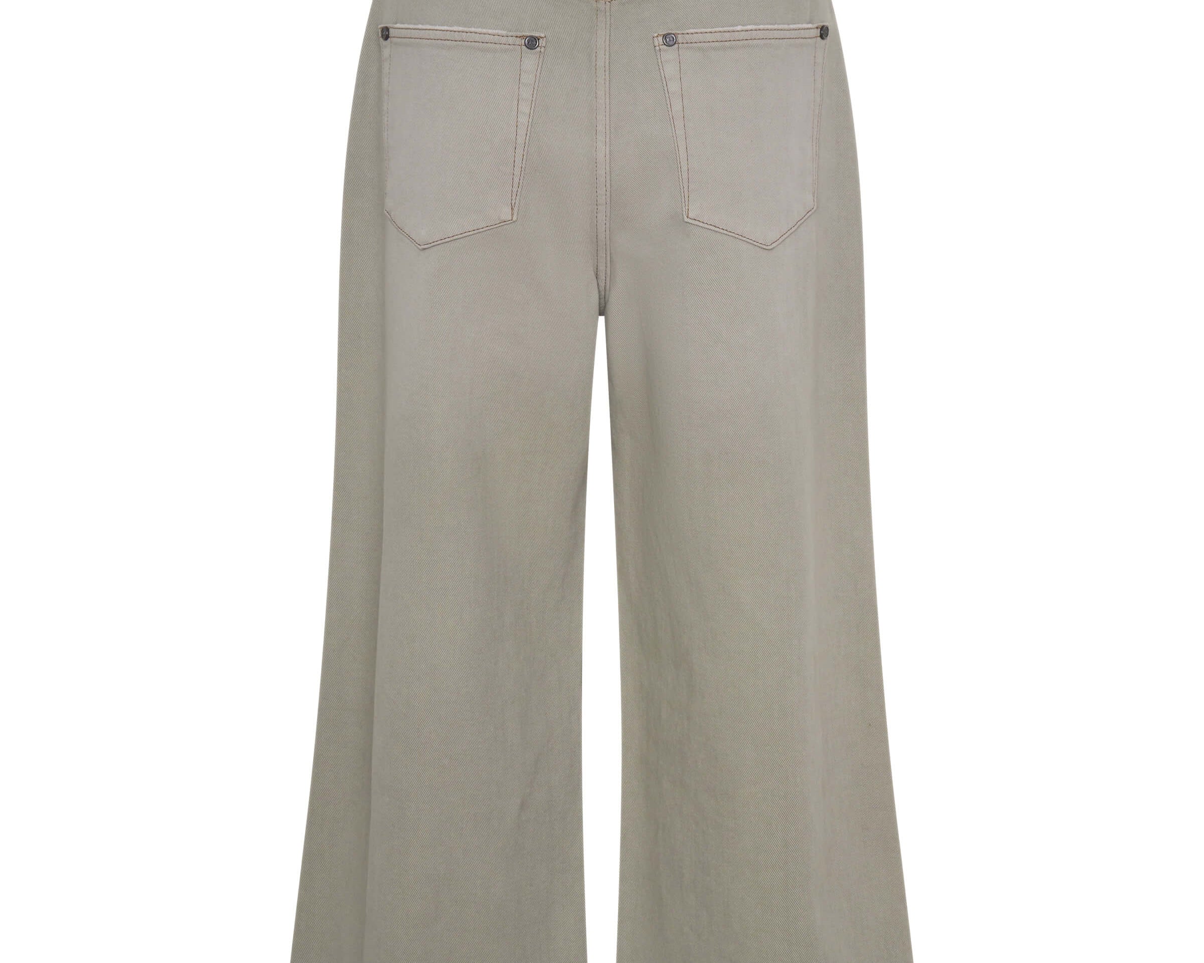 Love Machines Mid Waist Super Wide Leg Cropped Denim Jeans - Faded Khaki