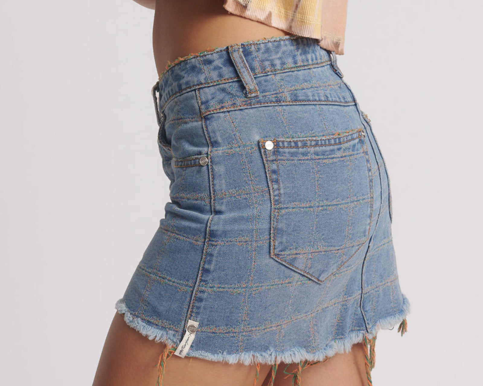 Junkyard Low Waist Mini Denim Skirt - Tropical Blue
