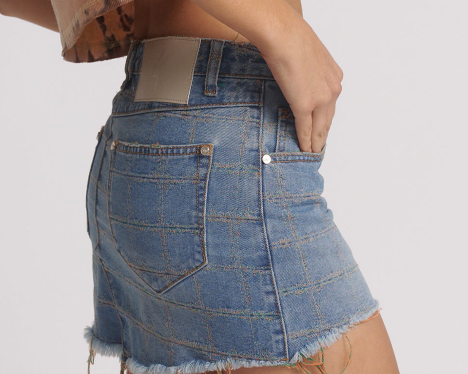 Junkyard Low Waist Mini Denim Skirt - Tropical Blue
