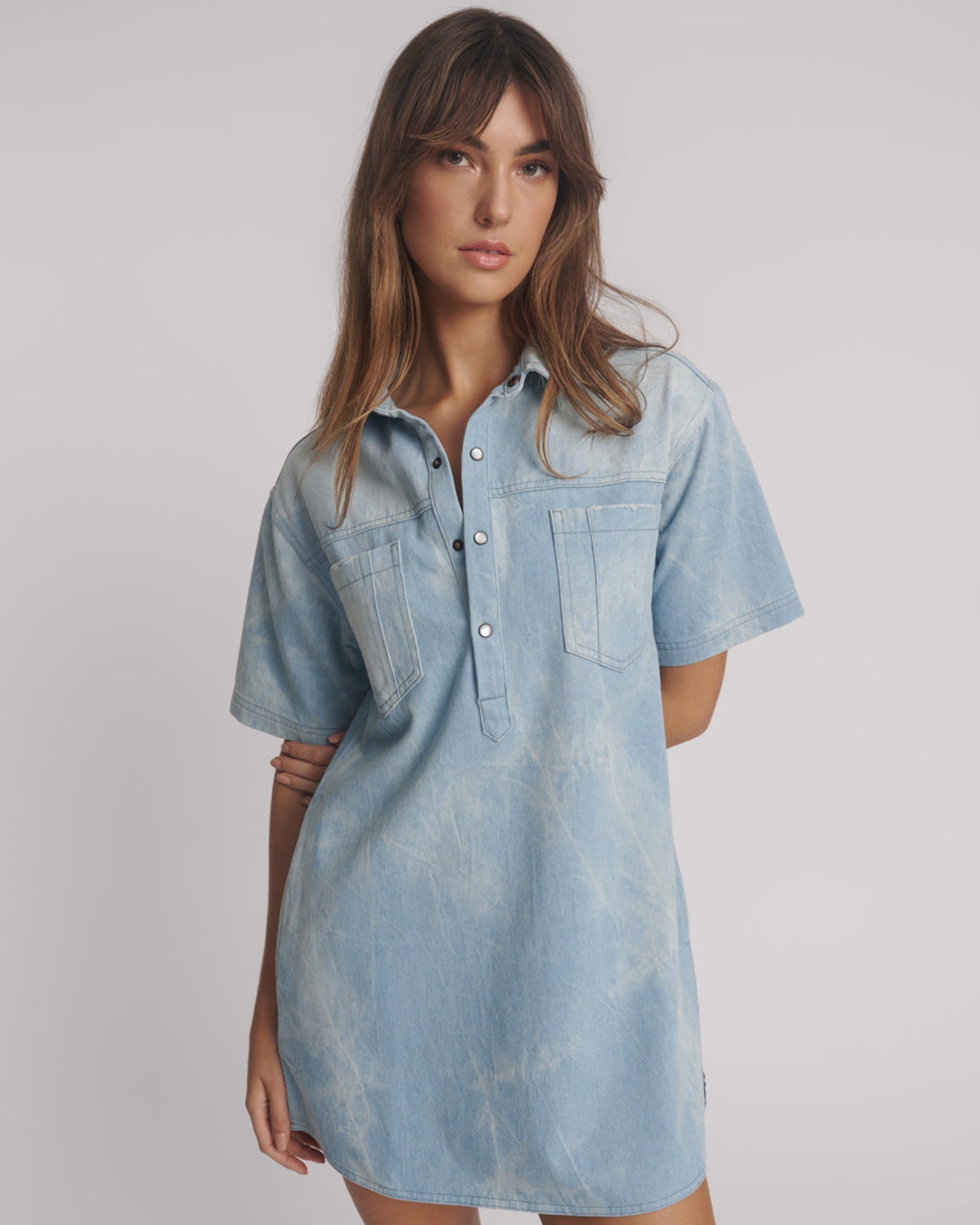 One Teaspoon Women's Pixie Denim Mini Shirt Dress