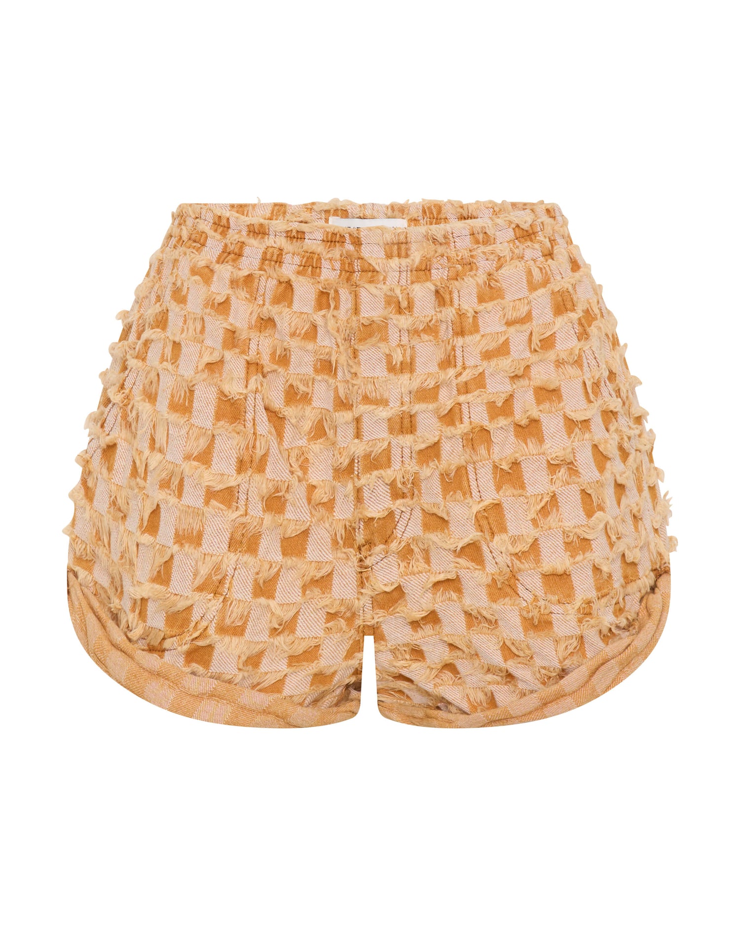 Hunters Mid Waist Boyfriend Elasticated Gingham Shorts - Yellow